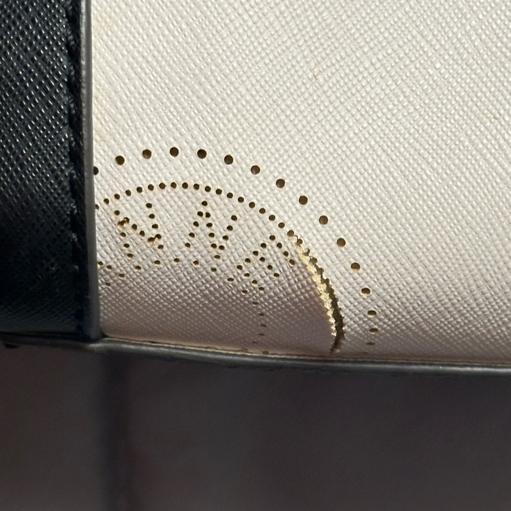 Anne Klein Black and Cream Shoulder Bag with Gold Hardware - Picture 6 of 15